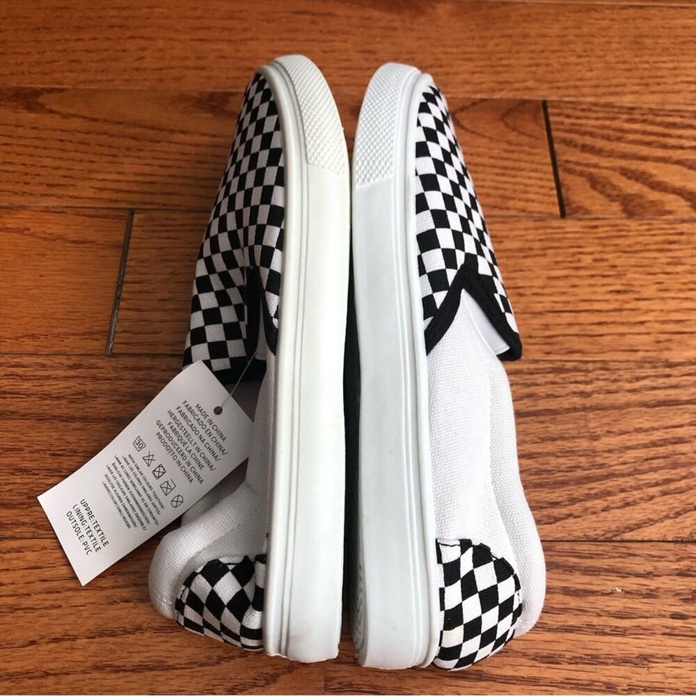 Josini Slip-on Vans Inspired Canvas Sneakers Black White Women’s Size 7 NWT - Picture 8 of 9